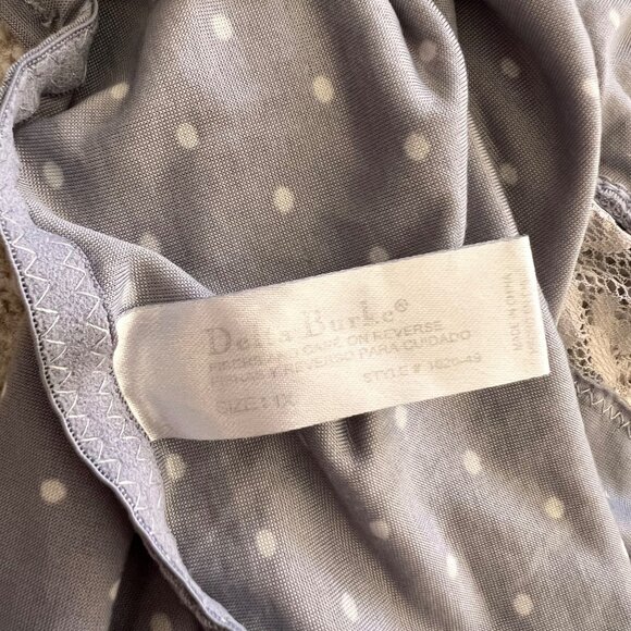 Y2K Grey Babydoll Polka Dot Lace Mini Dress / Lingerie Top XL - Picture 8 of 9